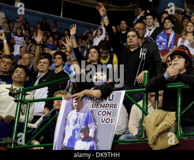 Sep 02, 2011 - Mar del Plata, Buenos Aires, Argentina - A MANU GINOBILI fan in the crowd the crowd during the FIBA Americas 2011 basketball match between Argentina and Puerto Rico. Argentina won the match 81-74. The FIBA event is a qualifying event for the 2012 Olympics in London, with only two places available..(Credit Image: © Ryan Noble/ZUMApress.com) Stock Photo