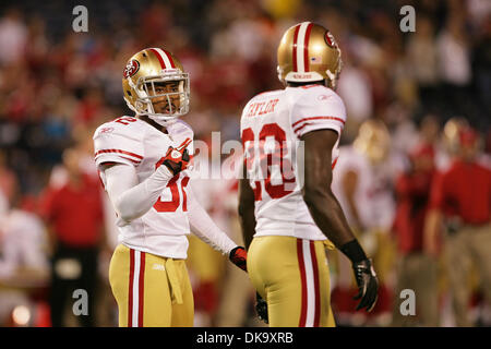 Sept. 2, 2011 - San Diego, California, U.S - San Francisco CB Cory Nelms (32) and S Curtis Taylor (28) on defense during game action of the NFL football game between the San Diego Chargers and the San Francisco 49'ers in San Diego CA. San Francisco defeated San Diego 20-17 (Credit Image: © Nick Morris/Southcreek Global/ZUMAPRESS.com) Stock Photo