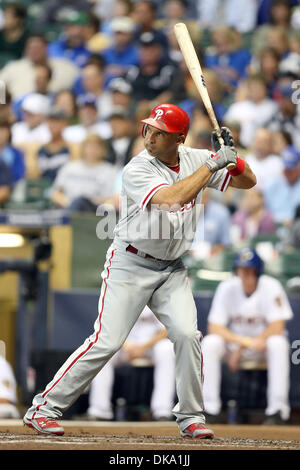 Philadelphia Phillies left fielder Raul Ibanez warms up at Coors