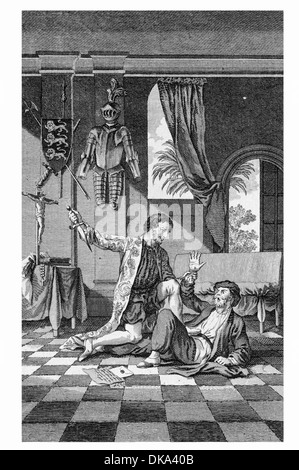 King Edward I of England while Prince of Wales killing the Assassin who wounded him with a poisoned Dagger in the Holy Land Stock Photo