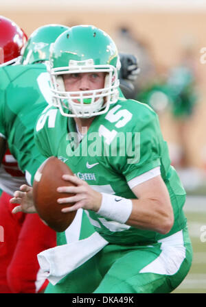 Sept. 10, 2011 - Austin, Texas, United States of America - North Texas Mean Green quarterback Andrew McNulty (15) looks to pitch the ball during the game between North Texas Mean Green and the Houston Cougars at Apogee Stadium in Denton, Texas. (Credit Image: © Matt Pearce/Southcreek Global/ZUMAPRESS.com) Stock Photo