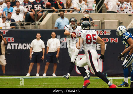 Sept. 11, 2011 - Houston, Texas, U.S - Houston Texans quarterback Matt Schaub (8) throwing the ball to Houston Texans tight end Joel Dreessen (85). Houston Texans leading the Indianapolis Colts 34-0 at the half. (Credit Image: © Juan DeLeon/Southcreek Global/ZUMAPRESS.com) Stock Photo