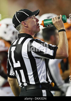 Sept. 10, 2011 - Austin, Texas, United States of America - Line Judge Marc Bovos in action during the game between the Brigham Young Cougars and the Texas Longhorns at the Darrell K Royal - Texas Memorial Stadium in Austin, Texas. Texas defeats Brigham Young 17 to 16. (Credit Image: © Dan Wozniak/Southcreek Global/ZUMAPRESS.com) Stock Photo