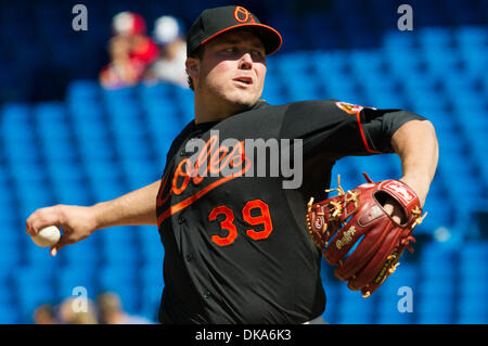 Sept. 11, 2011 - Toronto, Ontario, Canada - Baltimore Orioles pitcher Tommy Hunter (39) started the game against the Toronto Blue Jays. The Toronto Blue Jays defeated the Baltimore Orioles 6 - 5 at the Rogers Centre, Toronto Ontario. (Credit Image: © Keith Hamilton/Southcreek Global/ZUMAPRESS.com) Stock Photo