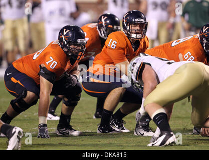 Sept. 3, 2011 - Charlottesville, Virginia - USA; Virginia Cavaliers quarterback MICHAEL ROCCO (16) snaps the ball during an NCAA football game against William & Mary at Scott Stadium. Virginia won 40-3. (Credit Image: © Andrew Shurtleff/ZUMApress.com) Stock Photo