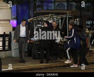 Chris Pine shooting scenes with director Kenneth Branagh for upcoming Jack Ryan movie on location in Liverpool Two sets have Stock Photo
