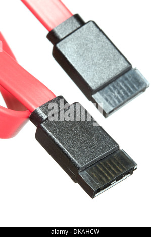 Two SATA standard connections isolated on white Stock Photo