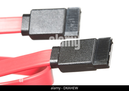 Two SATA standard connections isolated on white Stock Photo