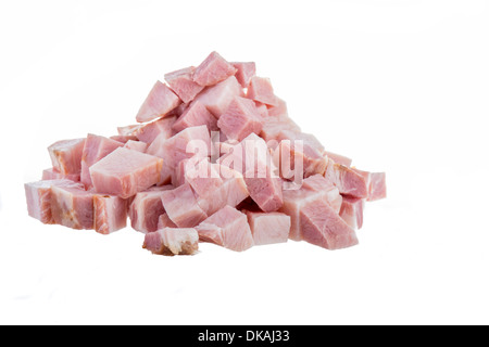 Ham cubes isolated on white background Stock Photo