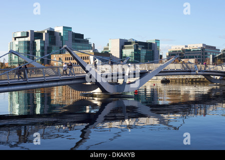 The Seán O'Casey Bridge that spans the River Liffey in Dublin city, Ireland. Stock Photo