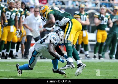 Sept. 18, 2011 - Charlotte, North Carolina, U.S - Carolina Panthers running back Mike Goodson (33).Packers defeat the Panthers  30-23 at the  Bank of America Stadium in Charlotte North Carolina. (Credit Image: © Anthony Barham/Southcreek Global/ZUMAPRESS.com) Stock Photo