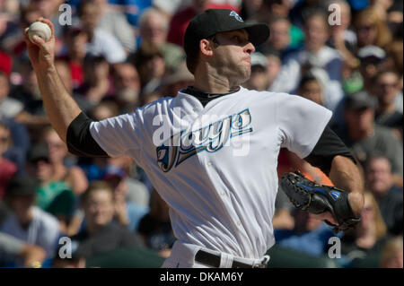 Sept. 18, 2011 - Toronto, Ontario, Canada - Toronto Blue Jays pitcher Brandon Morrow (23) started the game and pitched 8 innings against the New York Yankees. The Toronto Blue Jays defeated the New York Yankees 3 - 0 at the Rogers Centre, Toronto Ontario. (Credit Image: © Keith Hamilton/Southcreek Global/ZUMAPRESS.com) Stock Photo