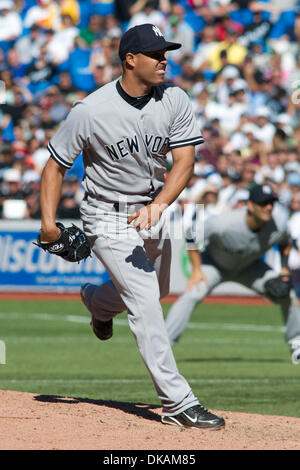 Sept. 18, 2011 - Toronto, Ontario, Canada - New York Yankees pitcher Raul Valdes (61) entered the game in the 7th inning against the Toronto Blue Jays. The Toronto Blue Jays defeated the New York Yankees 3 - 0 at the Rogers Centre, Toronto Ontario. (Credit Image: © Keith Hamilton/Southcreek Global/ZUMAPRESS.com) Stock Photo