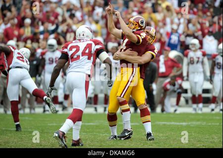 Green Bay Packers' kicker Mason Crosby reacts after missing a field goal in  overtime against the Washington Redskins at FedEx Field in Landover,  Maryland on October 10, 2010. The Redskins defeated the