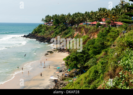 View from the cliff looking north. Varkala, Kerala, India Stock Photo