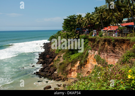 View from the cliff looking north. Varkala, Kerala, India Stock Photo