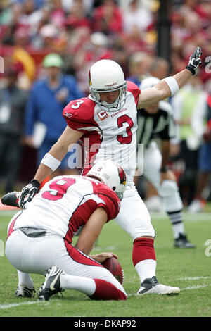 Dec. 25, 2011 - Cincinnati, Ohio, U.S - Arizona Cardinals kicker Jay Feely  (3) unleashes a kickoff during a NFL game against the Cincinnati Bengals at  Paul Brown Stadium in Cincinnati, Ohio. (