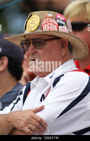 Sept. 24, 2011 - Oxford, Mississippi, United States of America - Ole Miss fan looks on during the game. Georgia defeated Ole Miss 27-13  at Vaught Hemingway Stadium in Oxford, MS. (Credit Image: © Hays Collins/Southcreek Global/ZUMAPRESS.com) Stock Photo