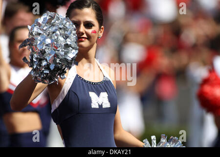 Sept. 24, 2011 - Oxford, Mississippi, United States of America - Ole Miss cheerleader performs during the game. Georgia defeated Ole Miss 27-13  at Vaught Hemingway Stadium in Oxford, MS. (Credit Image: © Hays Collins/Southcreek Global/ZUMAPRESS.com) Stock Photo