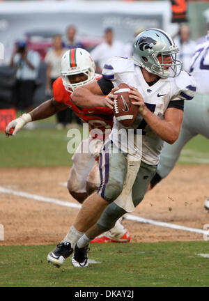 Sept. 24, 2011 - Miami, Florida, U.S - Kansas State wide receiver Tyler  Lockett (16) runs with the ball during the game between Kansas State and  Miami at Sun Life Stadium, Miami