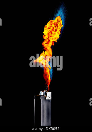 Still life of cigarette lighter with extreme flame Stock Photo