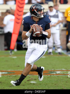 Sep. 24, 2011 - Charlottesville, Virginia, U.S. - Virginia Cavaliers quarterback MICHAEL ROCCO (16) during the game at Scott Stadium. Mississippi Eagles beat Virginia Cavaliers 30-24. (Credit Image: © Andrew Shurtleff/ZUMAPRESS.com) Stock Photo