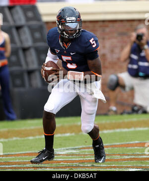 Sep. 24, 2011 - Charlottesville, Virginia, U.S. - Virginia Cavaliers quarterback DAVID WATFORD (5) reacts during the game at Scott Stadium. Mississippi Eagles beat Virginia Cavaliers 30-24. (Credit Image: © Andrew Shurtleff/ZUMAPRESS.com) Stock Photo