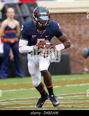 Sep. 24, 2011 - Charlottesville, Virginia, U.S. - Virginia Cavaliers quarterback DAVID WATFORD (5) reacts during the game at Scott Stadium. Mississippi Eagles beat Virginia Cavaliers 30-24. (Credit Image: © Andrew Shurtleff/ZUMAPRESS.com) Stock Photo