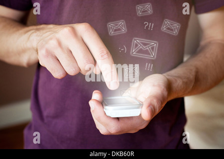 sending email wireless with smartphone Stock Photo