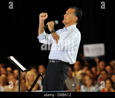 Republican presidential candidate Mitt Romney makes his first public appearance since his controversial statements during a Stock Photo