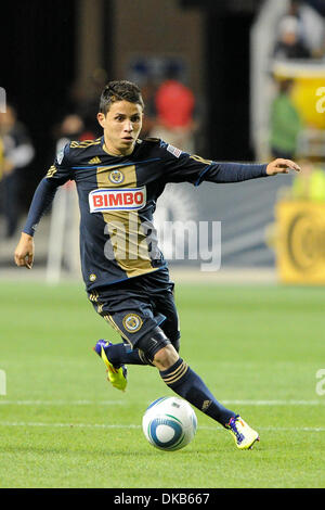 Sept. 29, 2011 - Chester, Pennsylvania, U.S - Philadelphia Union midfielder Roger Torres (8) with the ball. In a  game is being  being played at PPL Park in Chester, Pennsylvania the Philadelphia Union defeated the D.C. United 3-2 (Credit Image: © Mike McAtee/Southcreek Global/ZUMAPRESS.com) Stock Photo