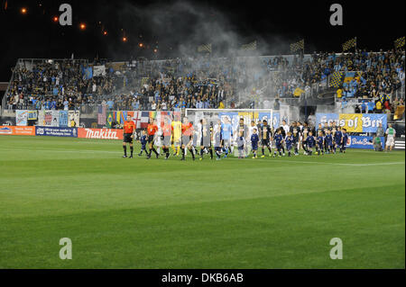 Sept. 29, 2011 - Chester, Pennsylvania, U.S - Players introduction prior to the start of the game. In a  game is being  being played at PPL Park in Chester, Pennsylvania the Philadelphia Union defeated the D.C. United 3-2 (Credit Image: © Mike McAtee/Southcreek/ZUMAPRESS.com) Stock Photo