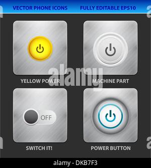 Vector mobile app icon set. Power buttons Stock Vector