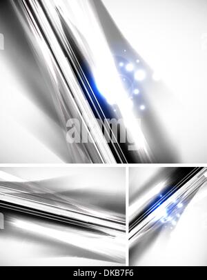 Grayscale abstract geometric line background with blue sparkling Stock Vector