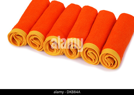 Rolled towels isolated on white background. Stock Photo