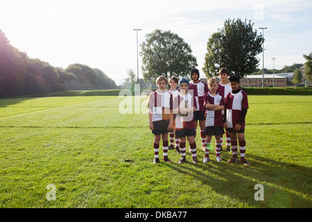 Group portrait of teenage schoolboy rugby team Stock Photo