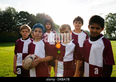 Group portrait of schoolboy rugby team Stock Photo