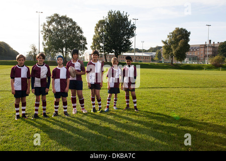 Portrait of teenage schoolboy rugby team Stock Photo