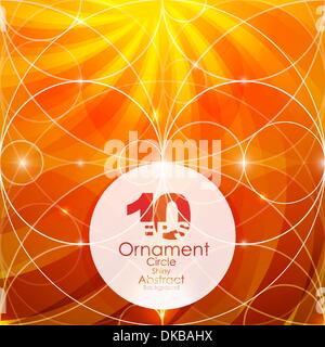 Orange vector shiny abstract backgorund with geometric ornament Stock Vector