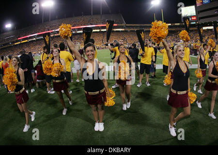 Oct. 1, 2011 - Tempe, Arizona, U.S - Arizona State Sun Devils cheerleaders performs during a game against the Oregon State Beavers at Sun Devil Stadium in Tempe, AZ. (Credit Image: © Gene Lower/Southcreek/ZUMAPRESS.com) Stock Photo