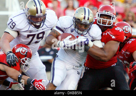 Oct. 1, 2011 - Salt Lake City, Utah, U.S - University of Washington Chris Polk (1)  finds a hole on the Utah defense in the first half in Rice-Eccles Stadium in Salt Lake City, Utah. (Credit Image: © Stephen Holt/Southcreek/ZUMAPRESS.com) Stock Photo