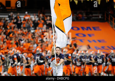 October 1, 2011: Rutgers defeated Syracuse 19-16 in overtime in a Big East conference contest at the Carrier Dome in Syracuse, NY.  The Syracuse Orange take the field to play the Rutgers Scarlet Knights.(Credit Image: © Alan Schwartz/Cal Sport Media/ZUMAPRESS.com) Stock Photo