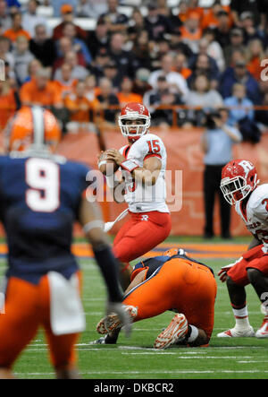 October 1, 2011: Rutgers defeated Syracuse 19-16 in overtime in a Big East conference contest at the Carrier Dome in Syracuse, NY.  Rutgers quarterback Gary Nova (#15) in action while playing Syracuse.(Credit Image: © Alan Schwartz/Cal Sport Media/ZUMAPRESS.com) Stock Photo