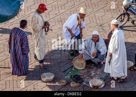 Snake Charmers, Jemaa el-fna Square, Marrakech, Morocco Stock Photo