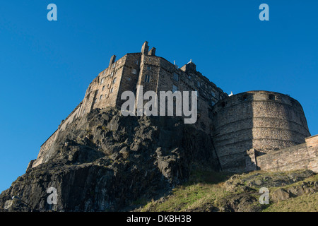 Edinburgh Castle, Edinburgh, Scotland. Seen from Grassmarket Stock Photo