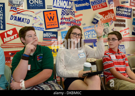 Participants debate at Camp USA, a two week non-partisan camp for middle and high school students interested in politcs. Stock Photo