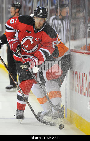 New Jersey Devils defenseman Andy Greene (6) celebrates his goal ...