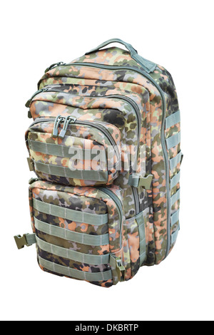 camouflage backpack isolated on white Stock Photo