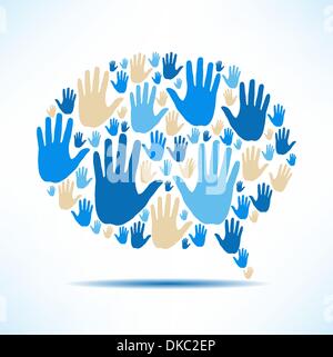 Speech bubble made ??out of hand. The concept of communication. Stock Vector