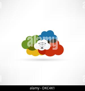 Cloud wi-fi icon Stock Vector